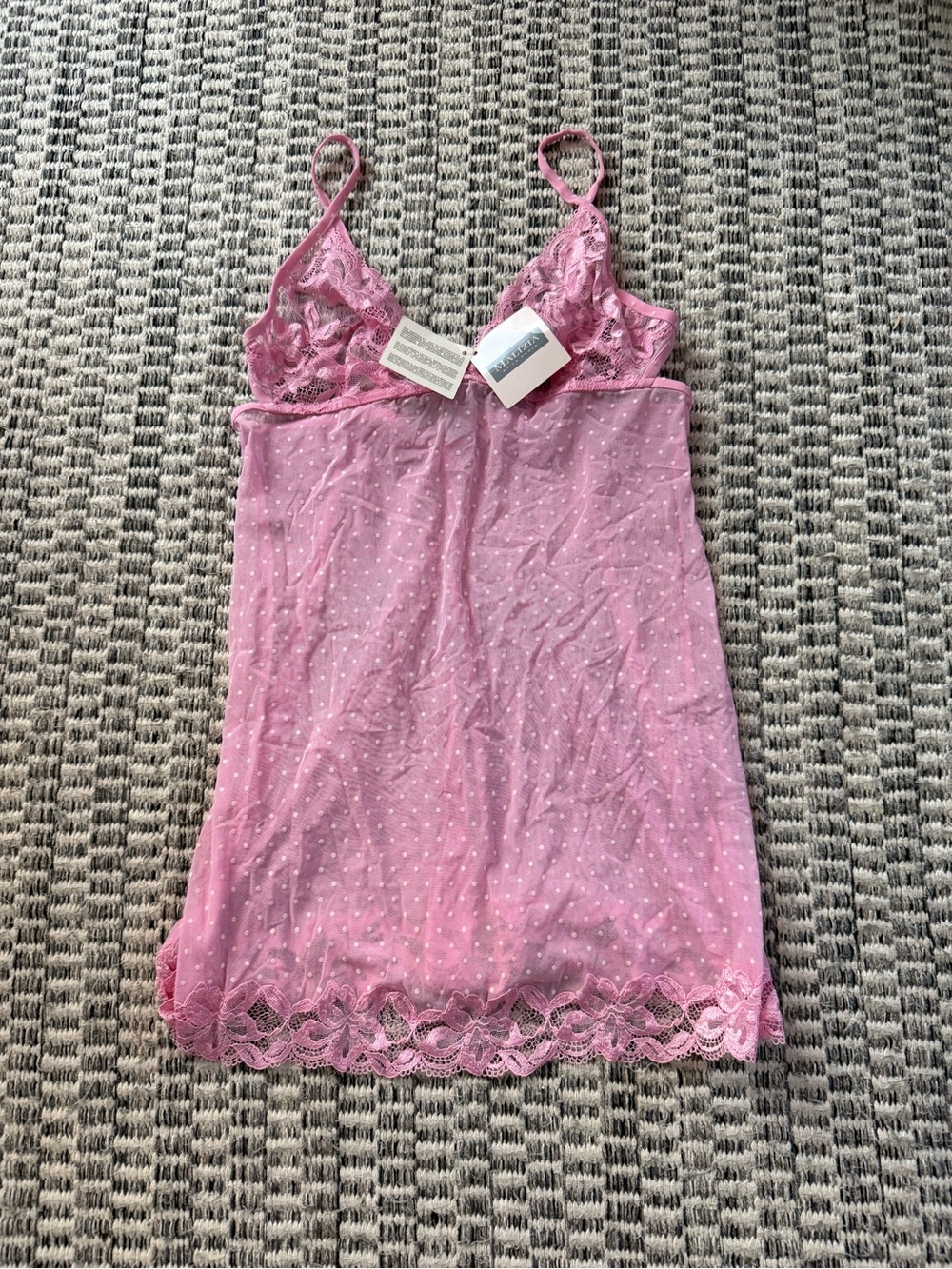 La Perla Pink Dot Mesh & Lace Chemise NWT Size 4